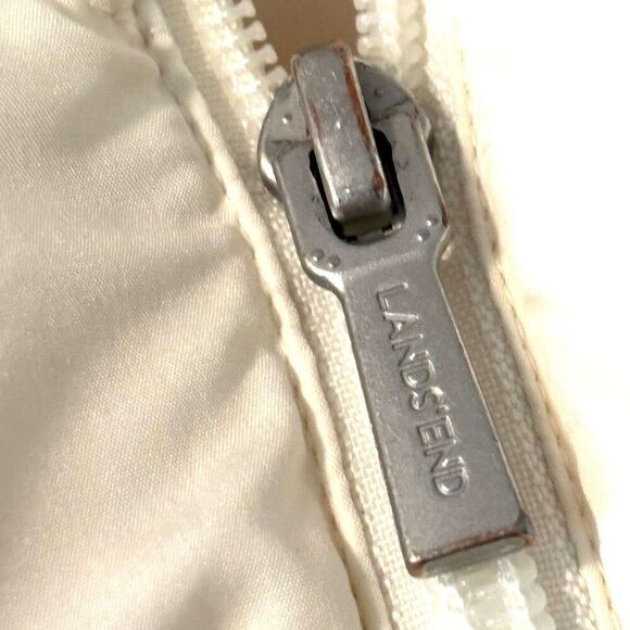 Lands End cream color down puffer vest snap pockets size Large - Picture 5 of 8